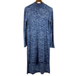 Soft Surrounding Tunic Sweater Top S Blue Knit Turtleneck High Low‎ Long Sleeve